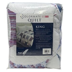 Colormate Vintage Garden King Quilt Sears NOS 90s Floral Patchwork Cottagecore